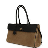 Chanel Large "Urban Essential" East West Shopping Tote Black Grained Calfskin and Beige Suede Gold Hardware - Thumbnail View 5