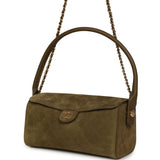 Chanel Barrel Clutch Bag with Chain Dark Khaki Suede and Calfskin Gold Hardware - Thumbnail View 5