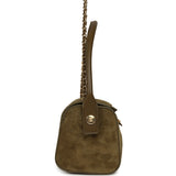 Chanel Barrel Clutch Bag with Chain Dark Khaki Suede and Calfskin Gold Hardware - Thumbnail View 3