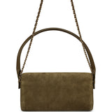 Chanel Barrel Clutch Bag with Chain Dark Khaki Suede and Calfskin Gold Hardware - Thumbnail View 4