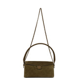 Chanel Barrel Clutch Bag with Chain Dark Khaki Suede and Calfskin Gold Hardware - Thumbnail View 6