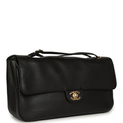 Chanel Maxi "Souplissimo" Small Flap Bag Black Grained Calfskin Gold Hardware