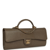 Chanel Long Top Handle Clutch with Chain Dark Khaki Lizard Embossed Calfskin Gold Hardware - Thumbnail View 2