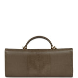Chanel Long Top Handle Clutch with Chain Dark Khaki Lizard Embossed Calfskin Gold Hardware - Thumbnail View 4