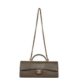 Chanel Long Top Handle Clutch with Chain Dark Khaki Lizard Embossed Calfskin Gold Hardware - Thumbnail View 7