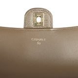 Chanel Long Top Handle Clutch with Chain Dark Khaki Lizard Embossed Calfskin Gold Hardware - Thumbnail View 9