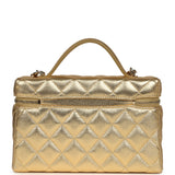 Chanel Top Handle Long Vanity Case with Chain Gold Metallic Caviar Light Gold Hardware - Thumbnail View 4