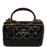 Chanel Small Tortoiseshell Top Handle Vanity Case Black Shiny Lambskin Gold Hardware - Thumbnail View 1