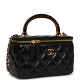 Chanel Small Tortoiseshell Top Handle Vanity Case Black Shiny Lambskin Gold Hardware - Thumbnail View 2