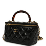 Chanel Small Tortoiseshell Top Handle Vanity Case Black Shiny Lambskin Gold Hardware - Thumbnail View 5