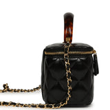 Chanel Small Tortoiseshell Top Handle Vanity Case Black Shiny Lambskin Gold Hardware - Thumbnail View 3