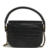 Chanel Mini Top Handle "Turn Around" Flap Dark Grey Croc Embossed Calfskin Gold Hardware - Thumbnail View 4