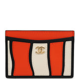 Chanel "Tropicoco" Card Holder Orange, White, Black Lambskin Gold Hardware - Thumbnail View 1