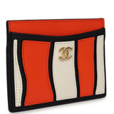 Chanel "Tropicoco" Card Holder Orange, White, Black Lambskin Gold Hardware - Thumbnail View 2