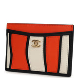 Chanel "Tropicoco" Card Holder Orange, White, Black Lambskin Gold Hardware - Thumbnail View 5