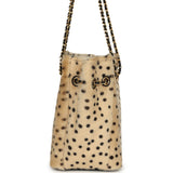 Chanel Mini "Cheetah Print" Bucket Bag with Chain Light Beige Calf Hair and Black Lambskin Gold Hardware - Thumbnail View 3