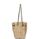 Chanel Mini "Cheetah Print" Bucket Bag with Chain Light Beige Calf Hair and Black Lambskin Gold Hardware - Thumbnail View 6