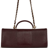 Chanel Long Top Handle Clutch with Chain Dark Burgundy Lizard Embossed Calfskin Gold Hardware - Thumbnail View 4