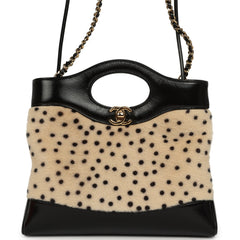 Chanel Mini "Cheetah Print" 31 Shopper Beige Calf Hair, Black Shiny Lambskin Gold Hardware