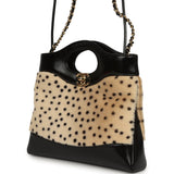Chanel Mini "Cheetah Print" 31 Shopper Beige Calf Hair, Black Shiny Lambskin Gold Hardware - Thumbnail View 5