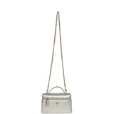Chanel Top Handle Long Vanity Case with Chain Silver Metallic Caviar Gold Hardware - Thumbnail View 7