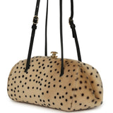 Chanel Cheetah Print Clutch with Leather Straps Light Beige Calf Hair, Black Leather Gold Hardware - Thumbnail View 5