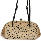 Chanel Cheetah Print Clutch with Leather Straps Light Beige Calf Hair, Black Leather Gold Hardware - Thumbnail View 4