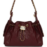 Chanel Mini 25 Hobo Bag Dark Burgundy Caviar Gold Hardware - Thumbnail View 1
