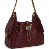 Chanel Mini 25 Hobo Bag Dark Burgundy Caviar Gold Hardware - Thumbnail View 2
