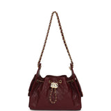Chanel Mini 25 Hobo Bag Dark Burgundy Caviar Gold Hardware - Thumbnail View 7