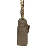 Chanel Top Handle Long Vanity Case with Chain Dark Khaki Lizard Embossed Calfskin Gold Hardware - Thumbnail View 3