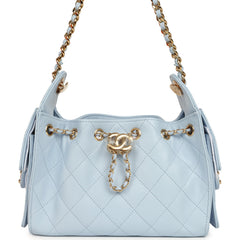 Chanel Mini 25 Hobo Bag Light Blue Caviar Gold Hardware