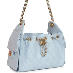 Chanel Mini 25 Hobo Bag Light Blue Caviar Gold Hardware