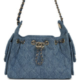 Chanel Mini 25 Hobo Bag Blue Washed Denim Light Gold Hardware - Thumbnail View 1