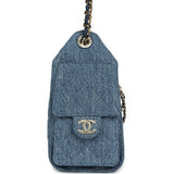 Chanel Mini 25 Hobo Bag Blue Washed Denim Light Gold Hardware - Thumbnail View 3