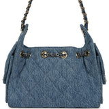 Chanel Mini 25 Hobo Bag Blue Washed Denim Light Gold Hardware - Thumbnail View 4