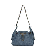 Chanel Mini 25 Hobo Bag Blue Washed Denim Light Gold Hardware - Thumbnail View 7