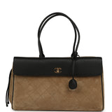 Chanel Large "Urban Essential" East West Shopping Tote Black Grained Calfskin and Beige Suede Gold Hardware - Thumbnail View 1
