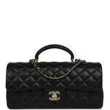 Chanel Classic Top Handle Long Flap Bag Black Lambskin Light Gold Hardware - Thumbnail View 1