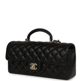 Chanel Classic Top Handle Long Flap Bag Black Lambskin Light Gold Hardware - Thumbnail View 5