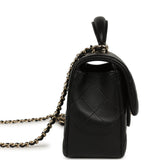Chanel Classic Top Handle Long Flap Bag Black Lambskin Light Gold Hardware - Thumbnail View 3