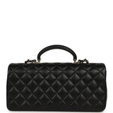 Chanel Classic Top Handle Long Flap Bag Black Lambskin Light Gold Hardware - Thumbnail View 4