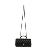 Chanel Classic Top Handle Long Flap Bag Black Lambskin Light Gold Hardware - Thumbnail View 7