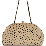 Chanel Large "Cheetah Print" Clutch with Chain Beige Calf Hair, Black Leather Gold Hardware - Thumbnail View 1