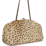 Chanel Large "Cheetah Print" Clutch with Chain Beige Calf Hair, Black Leather Gold Hardware - Thumbnail View 2