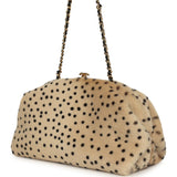 Chanel Large "Cheetah Print" Clutch with Chain Beige Calf Hair, Black Leather Gold Hardware - Thumbnail View 5