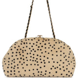 Chanel Large "Cheetah Print" Clutch with Chain Beige Calf Hair, Black Leather Gold Hardware - Thumbnail View 4
