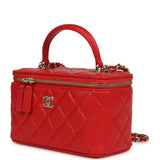 Chanel Small Classic Top Handle Vanity Case Red Lambskin Light Gold Hardware - Thumbnail View 5
