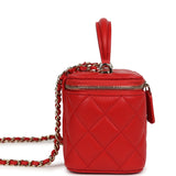 Chanel Small Classic Top Handle Vanity Case Red Lambskin Light Gold Hardware - Thumbnail View 3