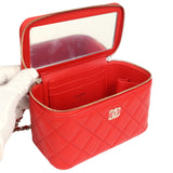 Chanel Small Classic Top Handle Vanity Case Red Lambskin Light Gold Hardware - Thumbnail View 8